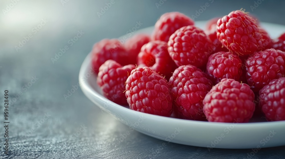 Big, juicy raspberries on a saucer. Big, juicy raspberries on a saucer.