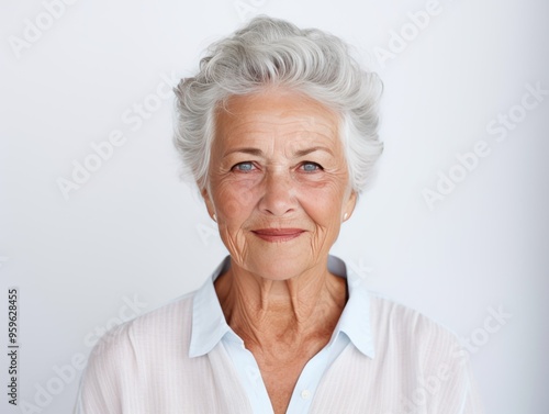 White background Happy european white Woman grandmother realistic person portrait of young beautiful Smiling Woman Isolated on Background 