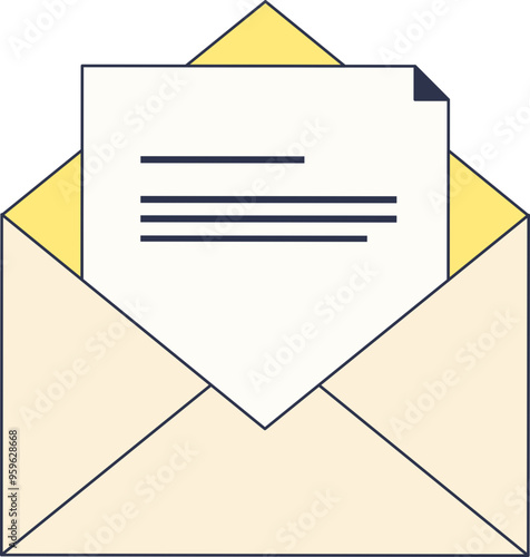 Open envelope with letter, symbolizing communication or invitation.