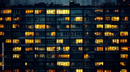 Night view of a building wi...