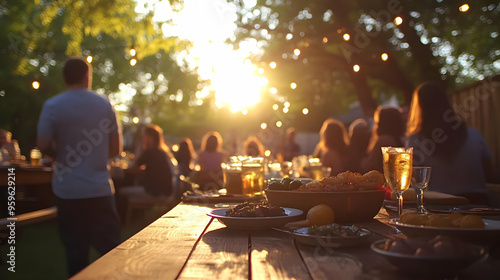 Outdoor gathering with food...