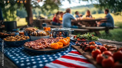 Outdoor gathering with food...