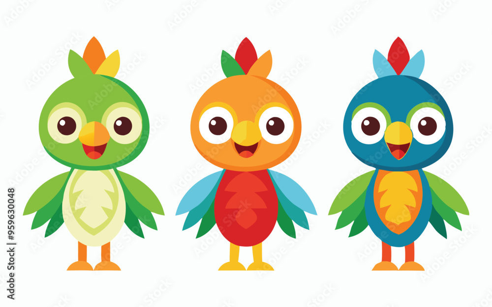 3 different style kid perrot icons for design 3 different style kid perrot icons for design