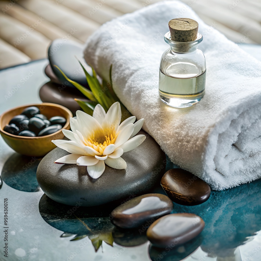 spa still life with towel and orchid spa still life with towel and orchid