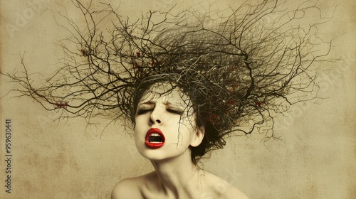 Intense struggle  a powerful illustration of panic attacks and psychological distress in individuals photo