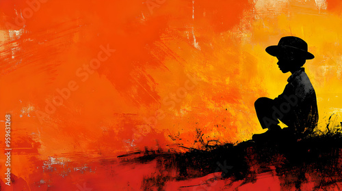 Silhouette of a boy against...