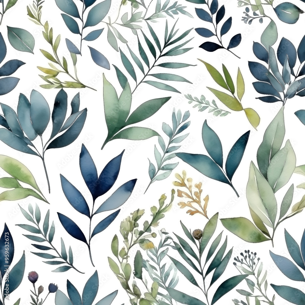 seamless Watercolor Pattern using botanical elements. seamless Watercolor Pattern using botanical elements.