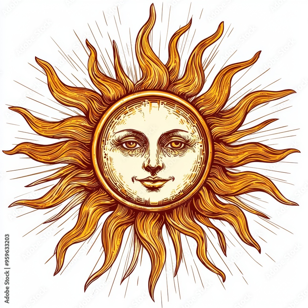 Stylized sun with radiating rays Stylized sun with radiating rays