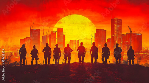 Silhouette of soldiers agai...