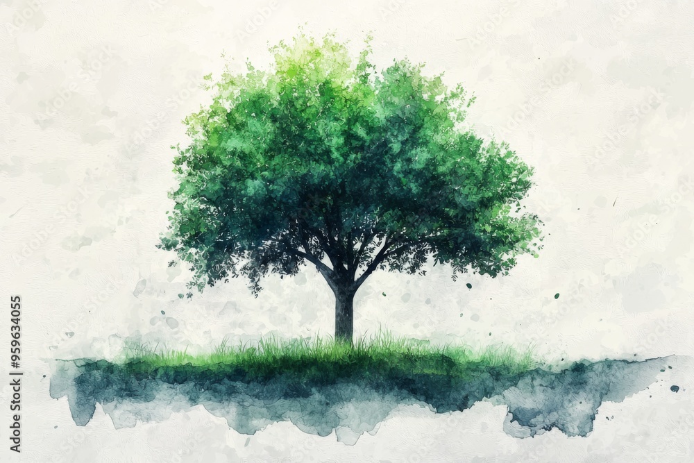 Watercolor splash of a tree growing Watercolor splash of a tree growing