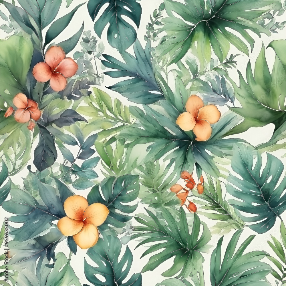 seamless Watercolor Pattern using botanical elements. seamless Watercolor Pattern using botanical elements.