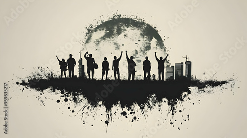 Silhouettes of people celeb...