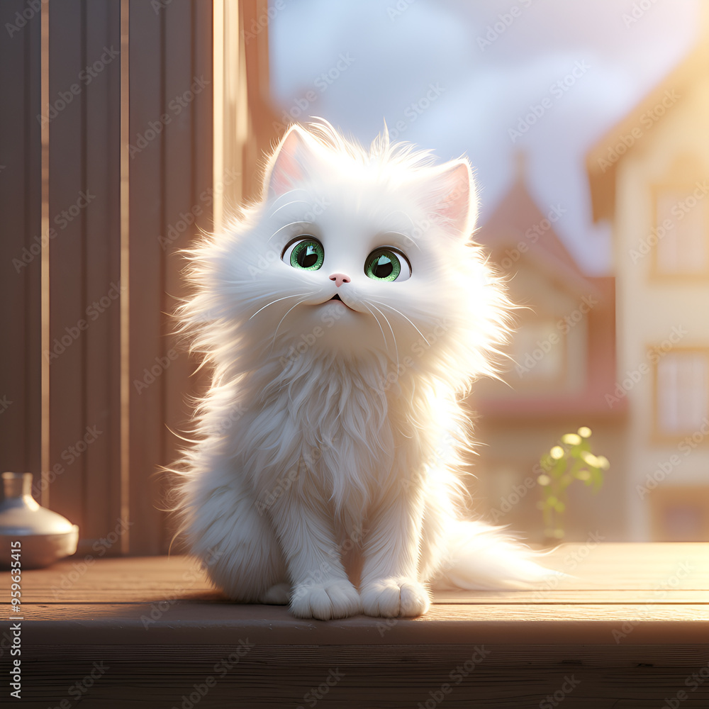 white cat white background. generative ai white cat white background. generative ai