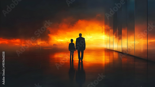 Silhouettes of two figures ...