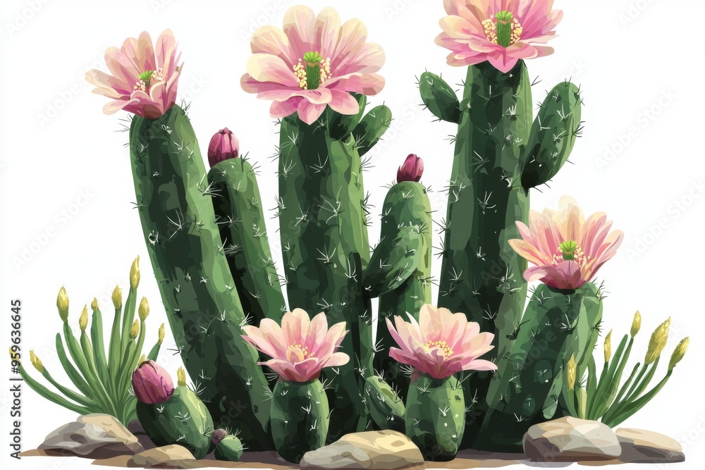 Cactus with flowers blooming Cactus with flowers blooming