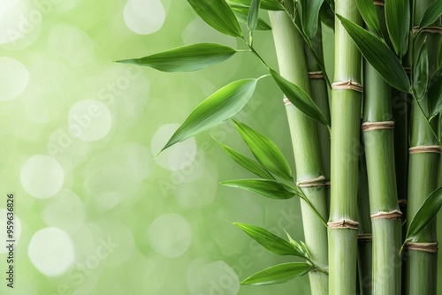 Cluster of bamboo stalks with leaves