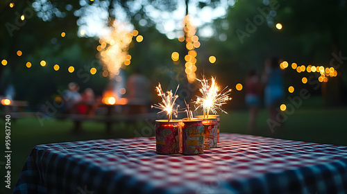 Sparkling fireworks on a pi...