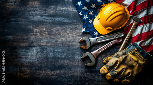 Tools and safety gear on a ...