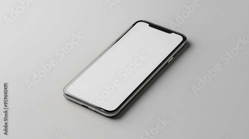 18080619 11 A modern smartphone with a blank screen on a white background, ready for adding custom app designs or content. 