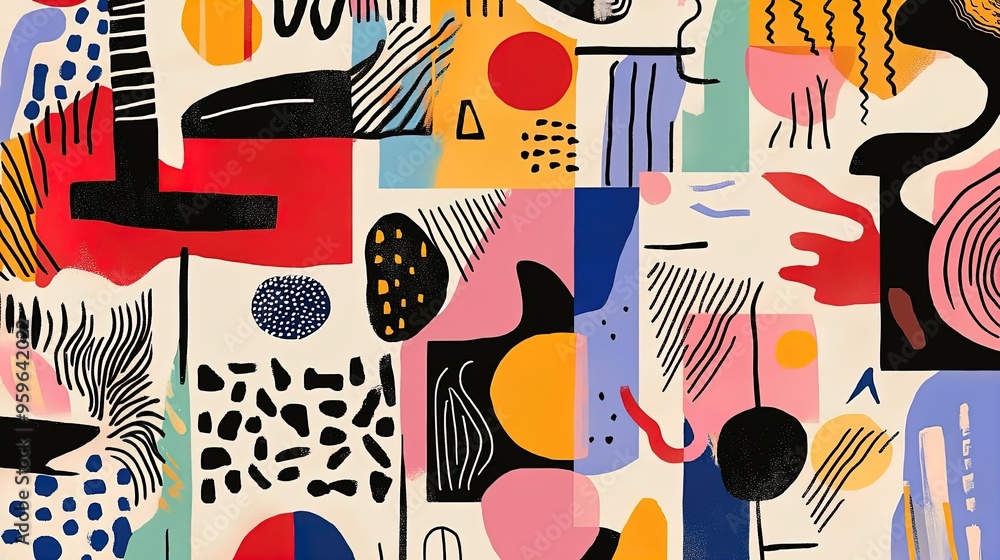 Vibrant Collection of Diverse Abstract Shapes and Patterns: Perfect for Sporty Interiors and Dynamic Artwork Displays Vibrant Collection of Diverse Abstract Shapes and Patterns: Perfect for Sporty Interiors and Dynamic Artwork Displays