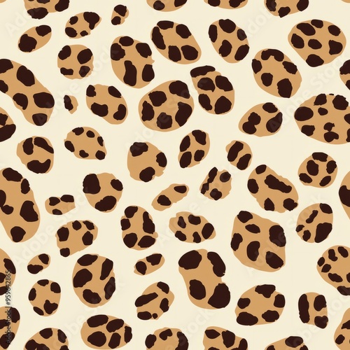 seamless pattern of brown leopard spots on a beige background