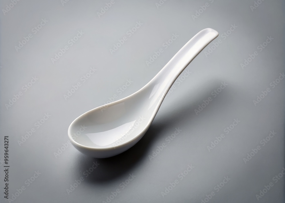 a photo image of a simple, white spoon with a slightly curved shape and rounded edges, placed on a plain gray background. a photo image of a simple, white spoon with a slightly curved shape and rounded edges, placed on a plain gray background.