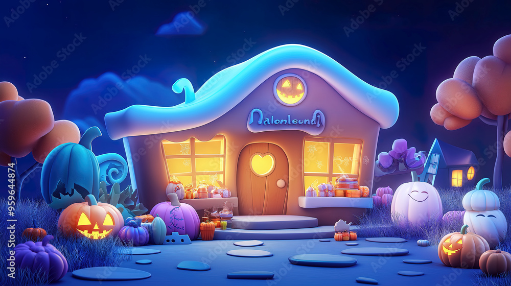 cute 3d halloween store in the forest at night cute 3d halloween store in the forest at night