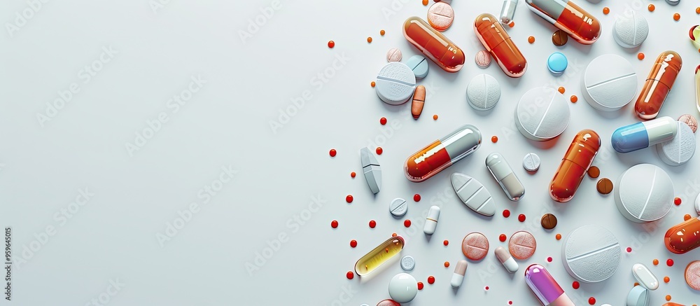 pills and capsules on a white background with copy space pills and capsules on a white background with copy space