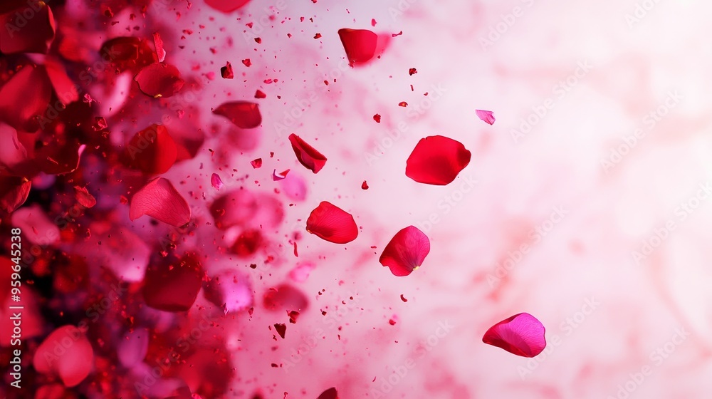 Abstract marble surface with rose petals scattered randomly, soft focus, pastel pink and red tones, ethereal and romantic, watercolor illustration, dreamy effect. Abstract marble surface with rose petals scattered randomly, soft focus, pastel pink and red tones, ethereal and romantic, watercolor illustration, dreamy effect.