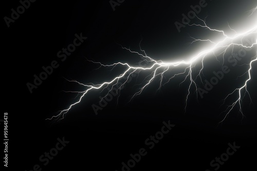 White lightning, isolated on a black background vector illustration glowing white electric flash thunder lighting blank empty pattern with copy space for product photo