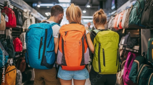 Back-to-School Shopping Joy: Diverse Family Choosing Backpack for Young Girl in Store. Creative Abstract Pattern Highlighting Cultural Inclusivity, Educational Freedom, and Parental Involvement. AI-Ge