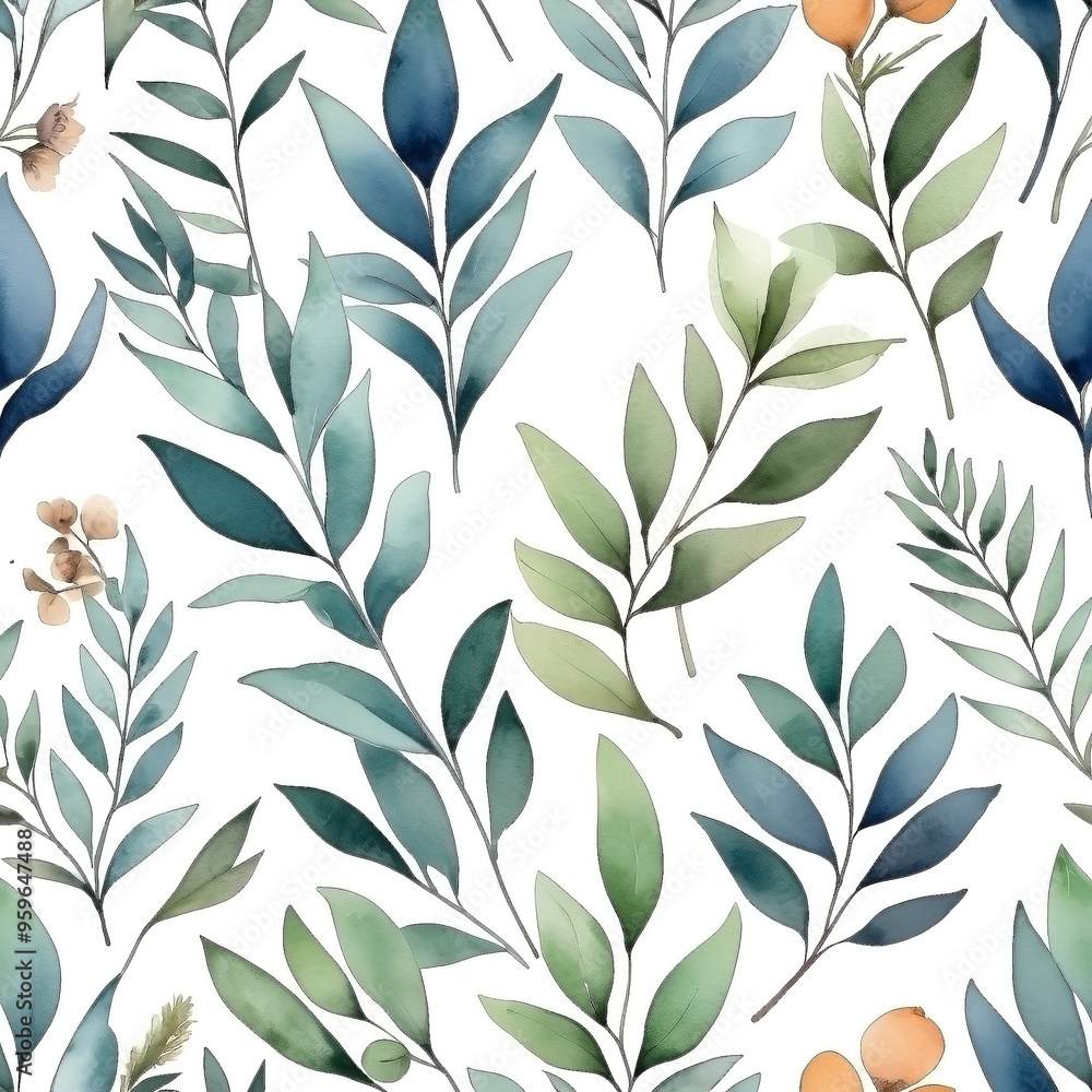 seamless Watercolor Pattern using botanical elements. seamless Watercolor Pattern using botanical elements.