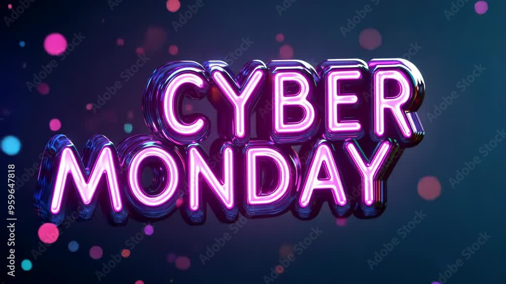 Glowing neon Cyber Monday sign with festive lights, ideal for promoting online shopping, holiday sales, and digital retail events Glowing neon Cyber Monday sign with festive lights, ideal for promoting online shopping, holiday sales, and digital retail events