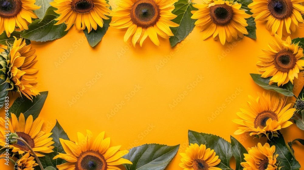 Top view of sunflowers frame with copy space
Top view of sunflowers frame with copy space