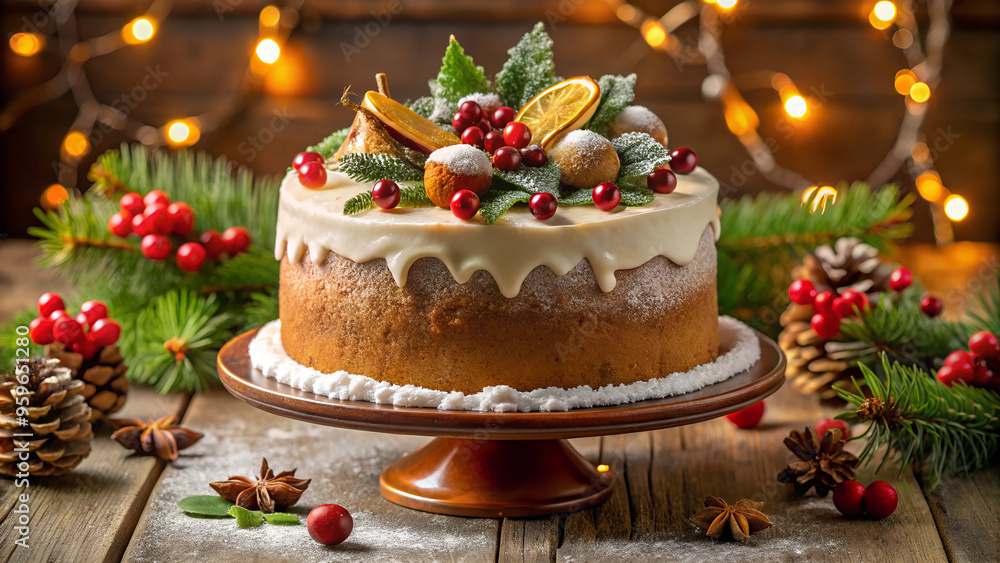 Christmas Cake with Berries Christmas Cake with Berries