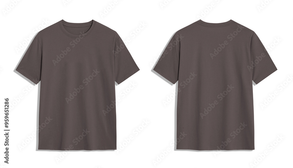 Mockup of a charcoal gray t shirt isolated on a white background. Front and back view. Mockup of a charcoal gray t shirt isolated on a white background. Front and back view.