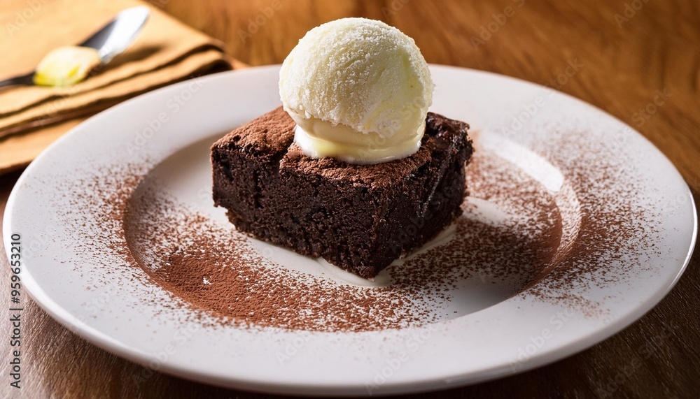 Warm Brownie Dessert with Ice Cream and Chocolate Cake Slice
Warm Brownie Dessert with Ice Cream and Chocolate Cake Slice