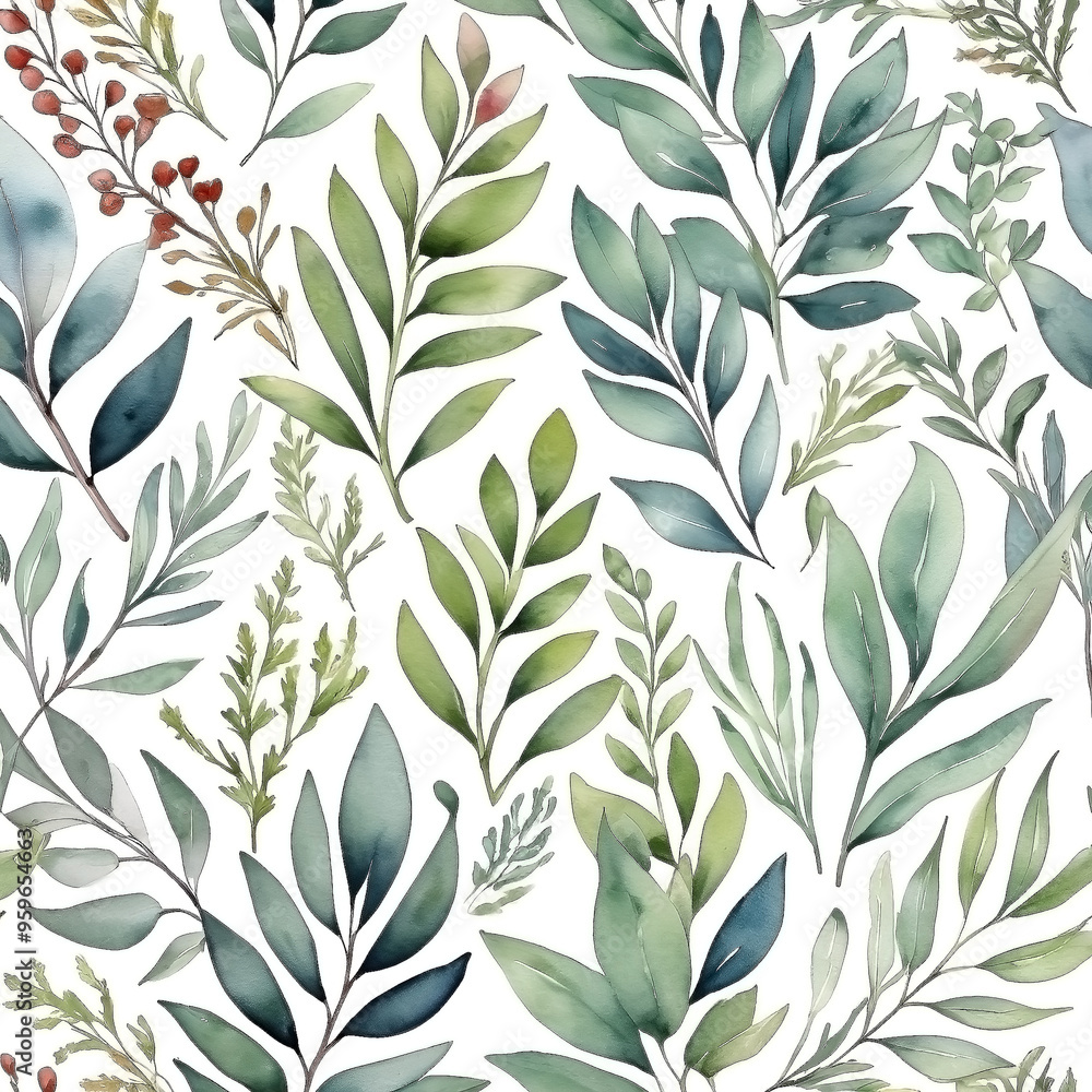 seamless Watercolor Pattern using botanical elements. seamless Watercolor Pattern using botanical elements.