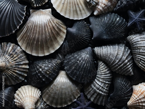 Many black shells texture	