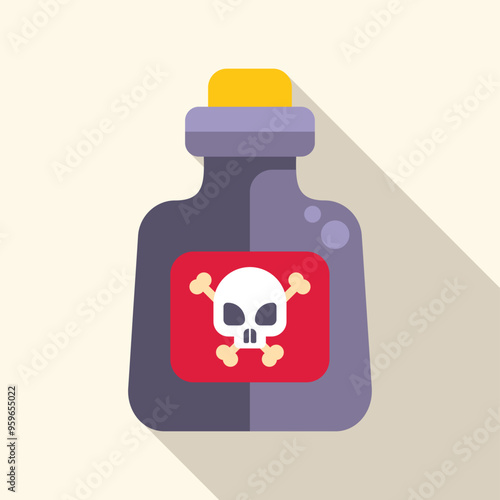 Glass poison bottle with a skull and crossbones on a red label is showing the danger of the substance