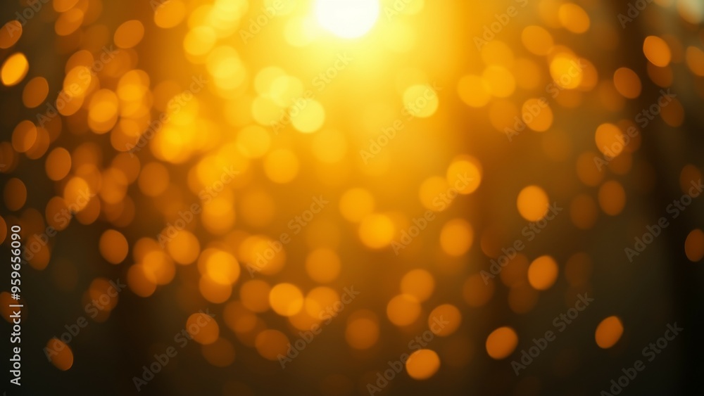 Golden bokeh background with blurred lights.