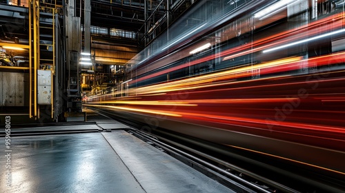 Train in Motion with a Blurred Light Trail