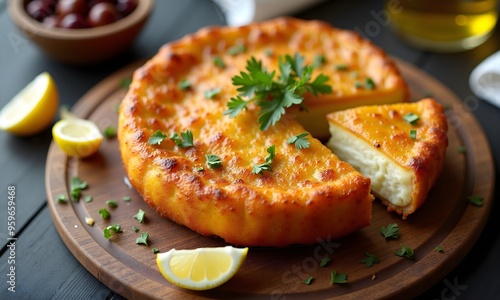 Wallpaper Mural Crispy Saganaki Fried Cheese with Fresh Parsley Torontodigital.ca