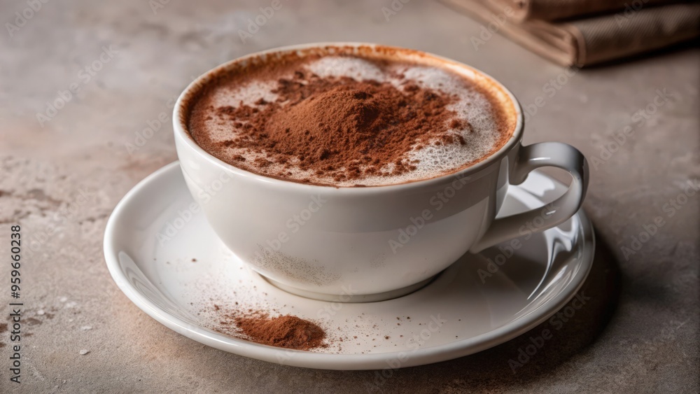 Fototapeta premium A cup of coffee with a cocoa powder topping