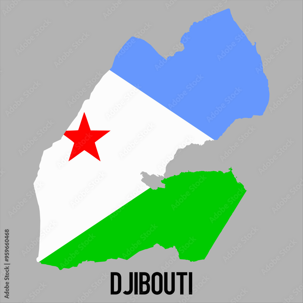 Fototapeta premium map of Djibouti with flag, vector illustration