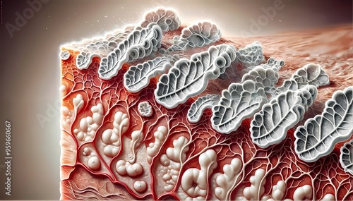 Illustration of human skin affected by psoriasis