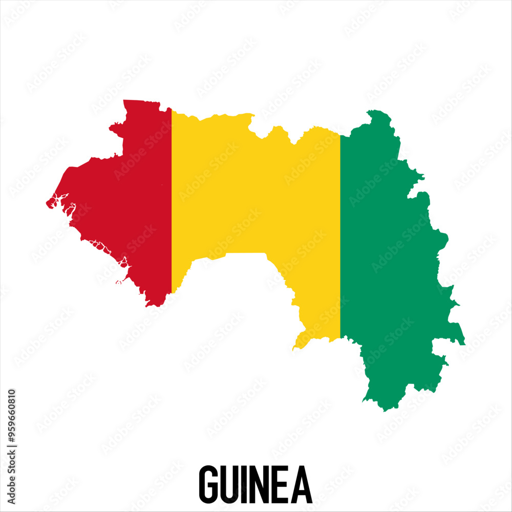 map of Guinea with flag, vector illustration map of Guinea with flag, vector illustration