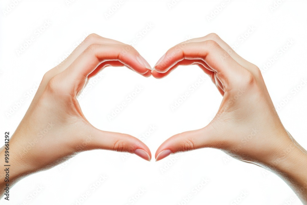 Two Hands Forming a Heart Shape Together on a Pure White Background for Love and Romance Themes Two Hands Forming a Heart Shape Together on a Pure White Background for Love and Romance Themes