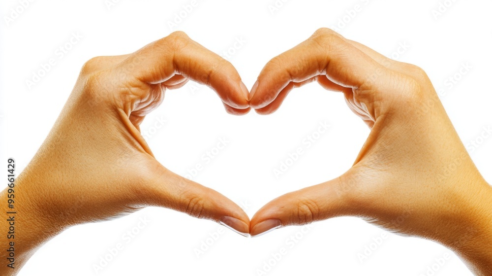 Two Hands Forming a Heart Shape Together on a Pure White Background for Love and Romance Themes Two Hands Forming a Heart Shape Together on a Pure White Background for Love and Romance Themes