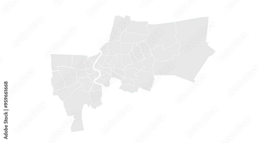 Obraz premium Map of bangkok.for website layouts,background,education, precise,customizable,Travel worldwide,map silhouette backdrop,earth geography, political,reports. Grayscale style ,isolated on white background
